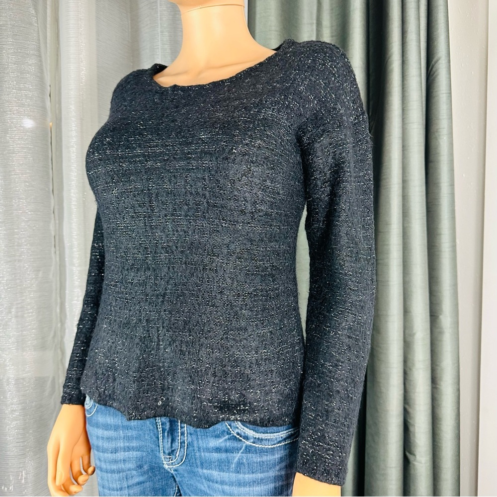 Basic+ Black Cute Sweater With Silver Tinsels, Si… - image 1